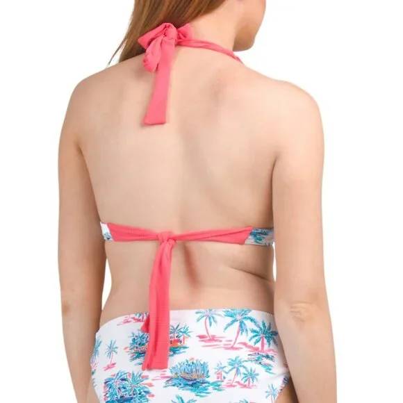 TOMMY BAHAMA White Island Cays Oasis Reversible Halter Neck Swim Top
